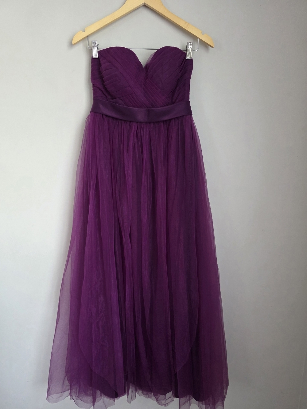 Azazie Purple Tulle Strapless Dress S 4-6 Formal Wedding - Picture 2 of 14